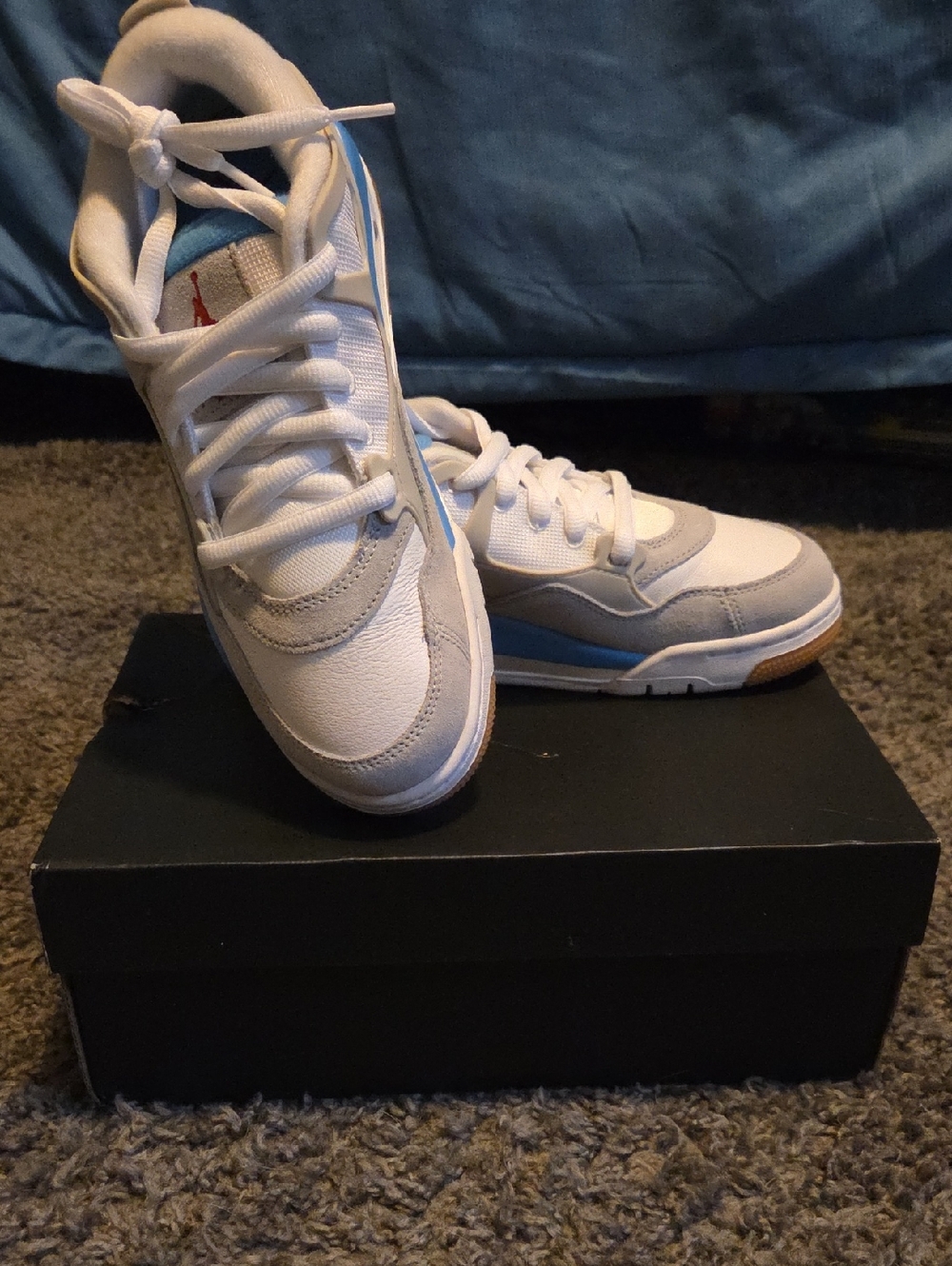 Jordan Kids White Gray Blue Sneakers